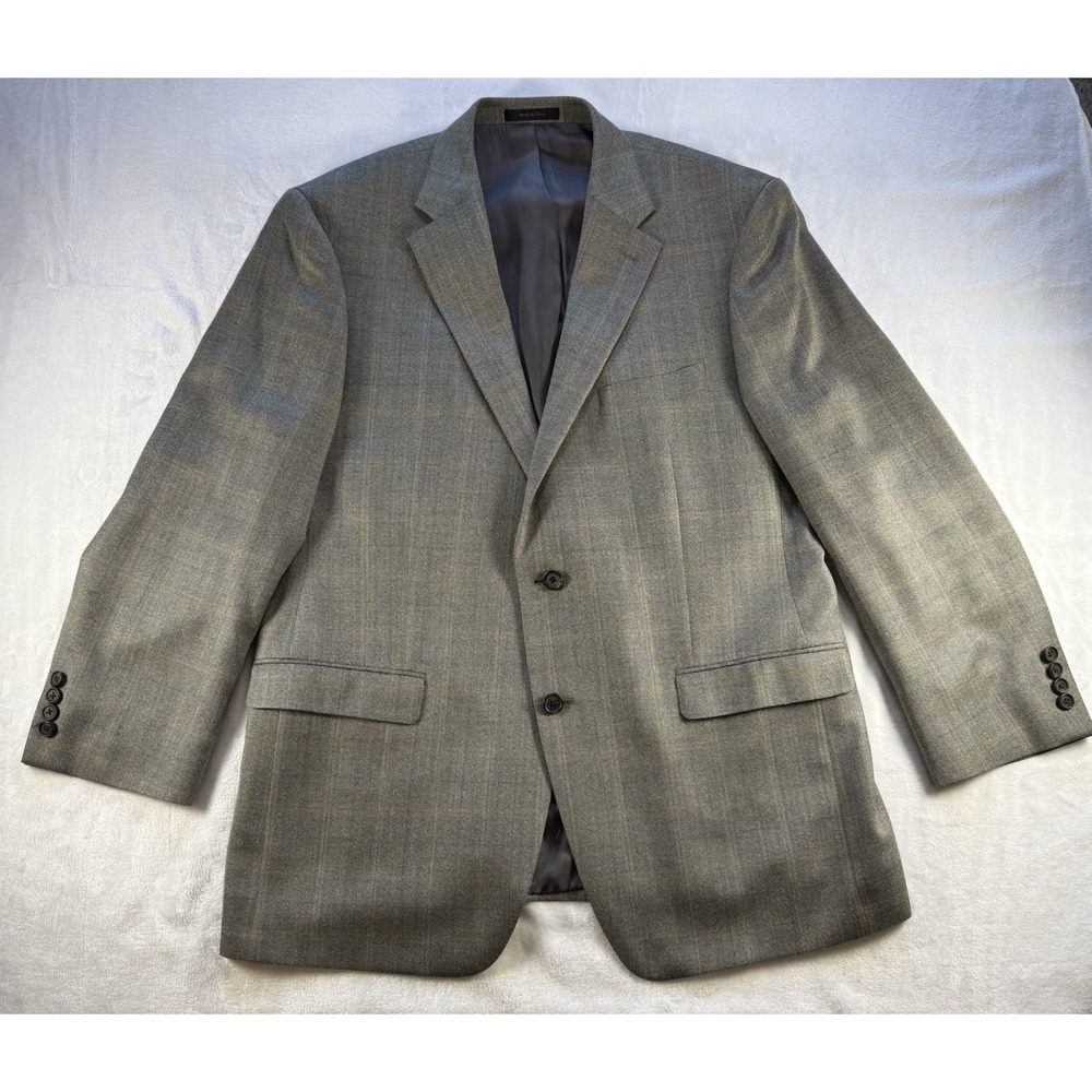 LAUREN RALPH LAUREN Suit Jacket Blazer 44R Gray‎ Windowpane Sportcoat